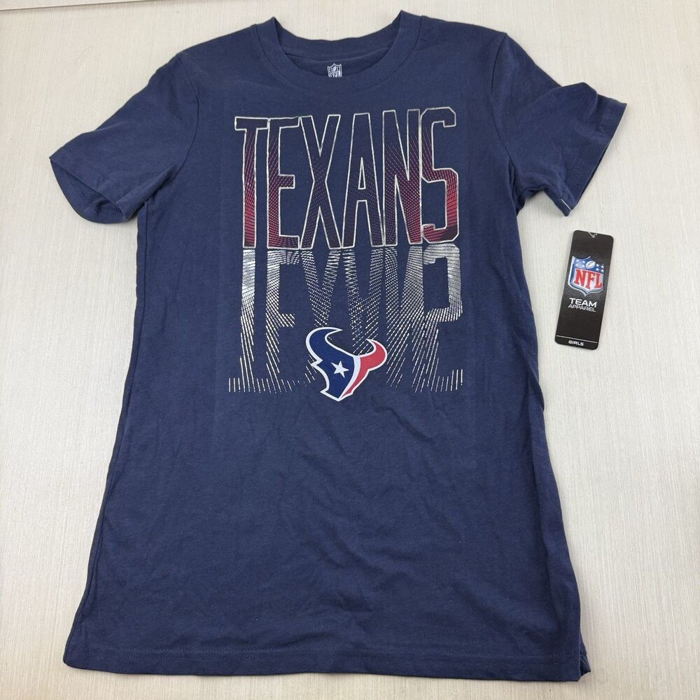 Houston Texans Shirt Youth Girls Lg (14) Blue NWT NFL Team Apparel Short Sleeve